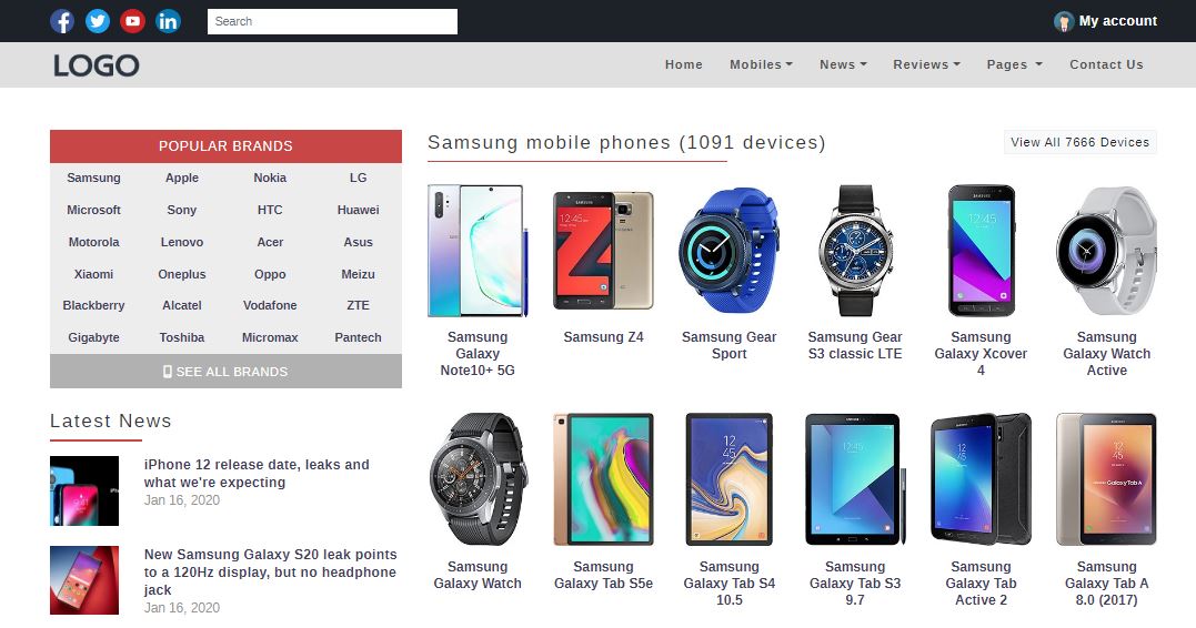 Mobile Phones Script (News, Reviews, Ratings, Specs, Compare). Phones Database included - Cover Image