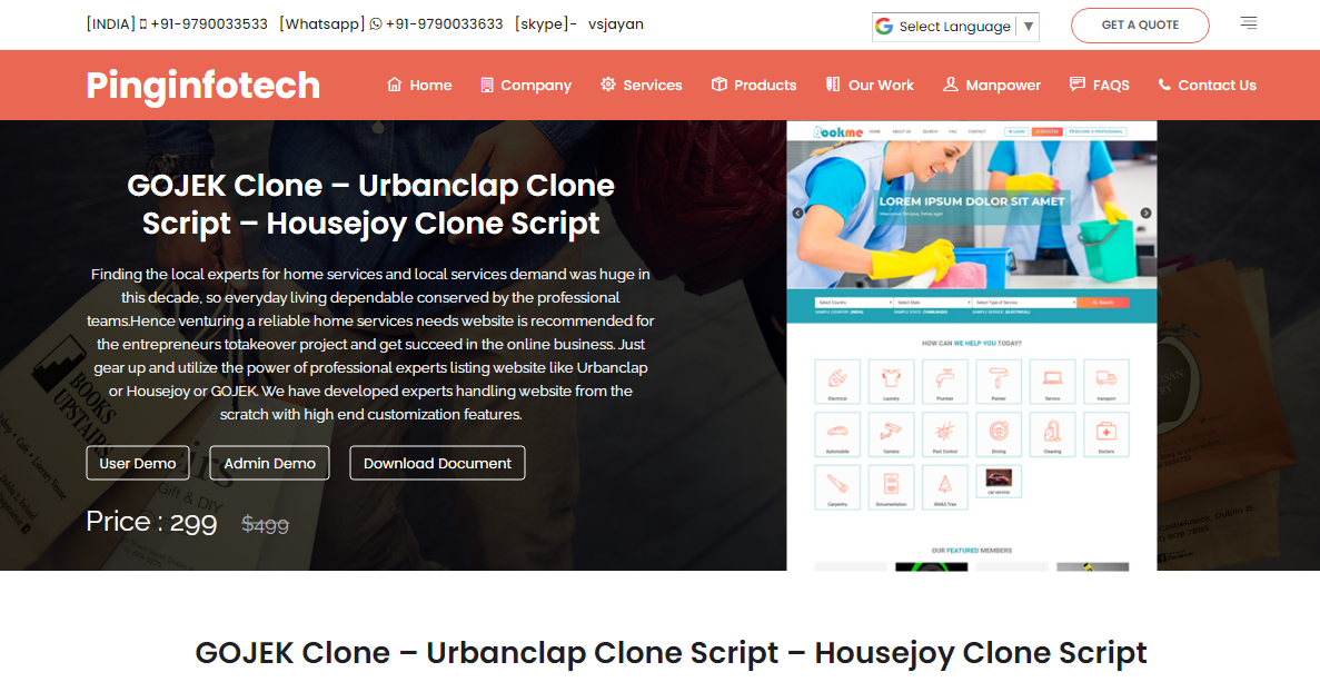 GOJEK Clone ,Urbanclap Clone Script ,Housejoy Clone Script - Cover Image