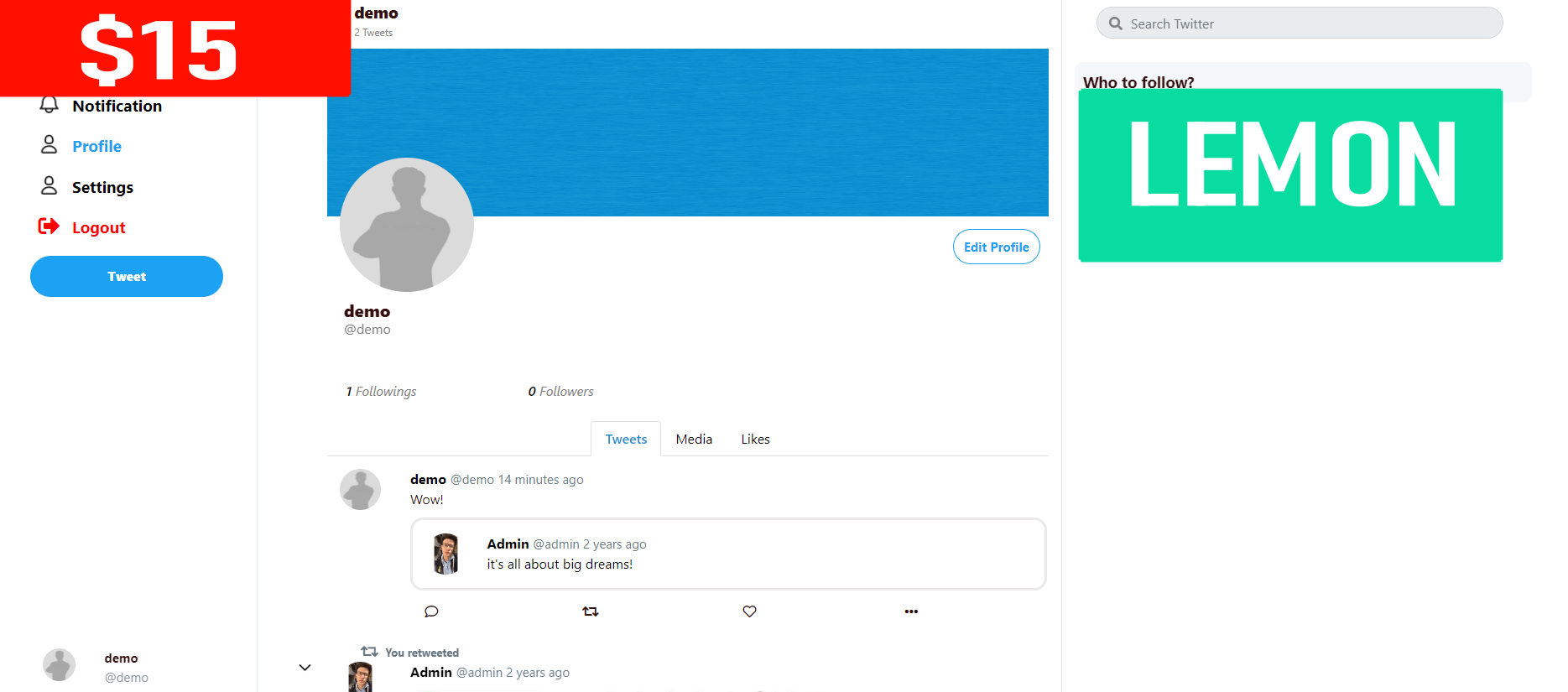 Lemon - The Ultimate Twitter Clone - Cover Image
