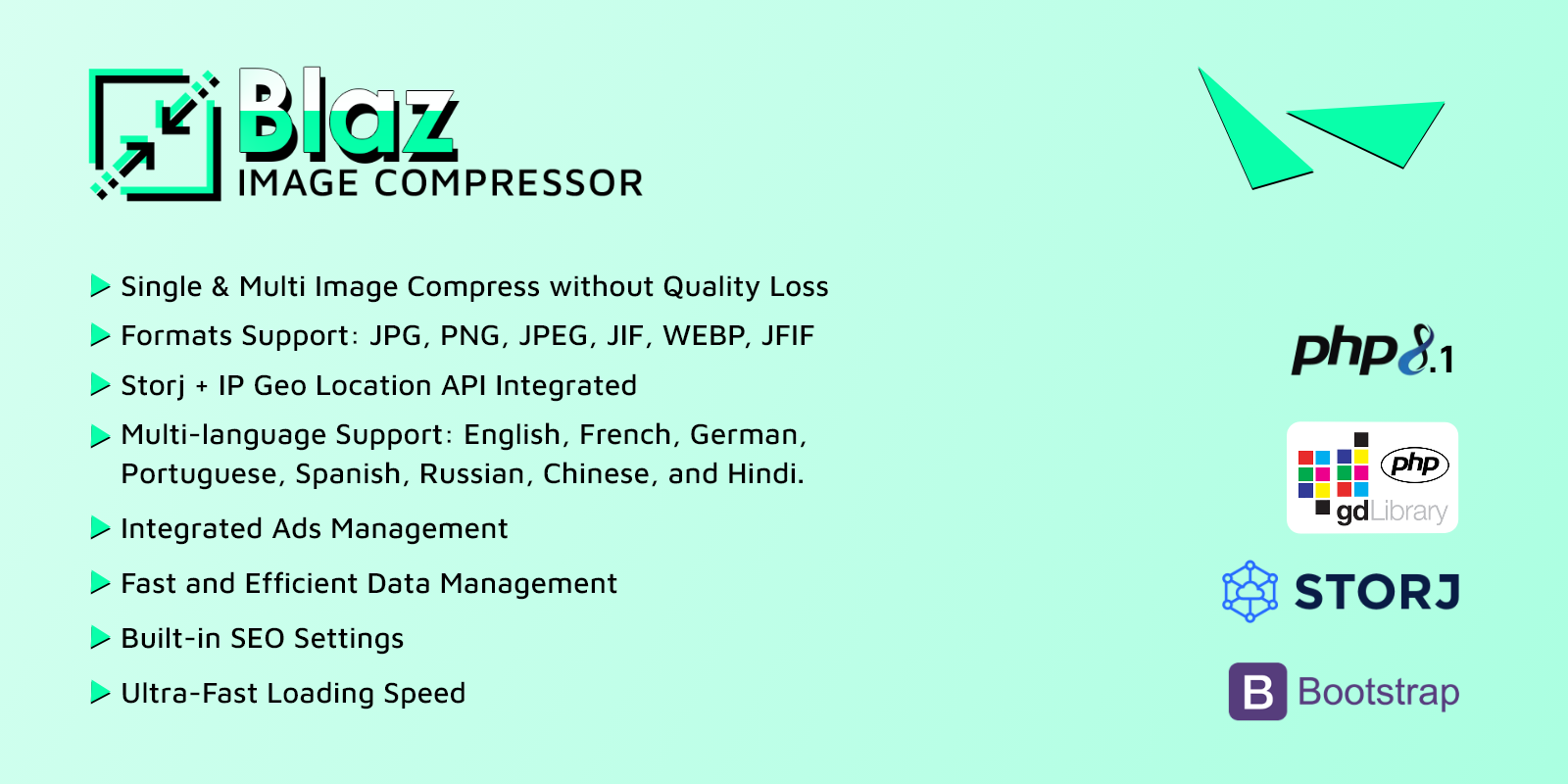 Blaz - The Ultimate Multi Image Compressor + Ads Ready + Storj API Integration | PHP Script - Cover Image