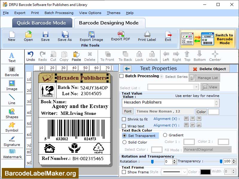 Book Barcode Creator Software - Cover Image