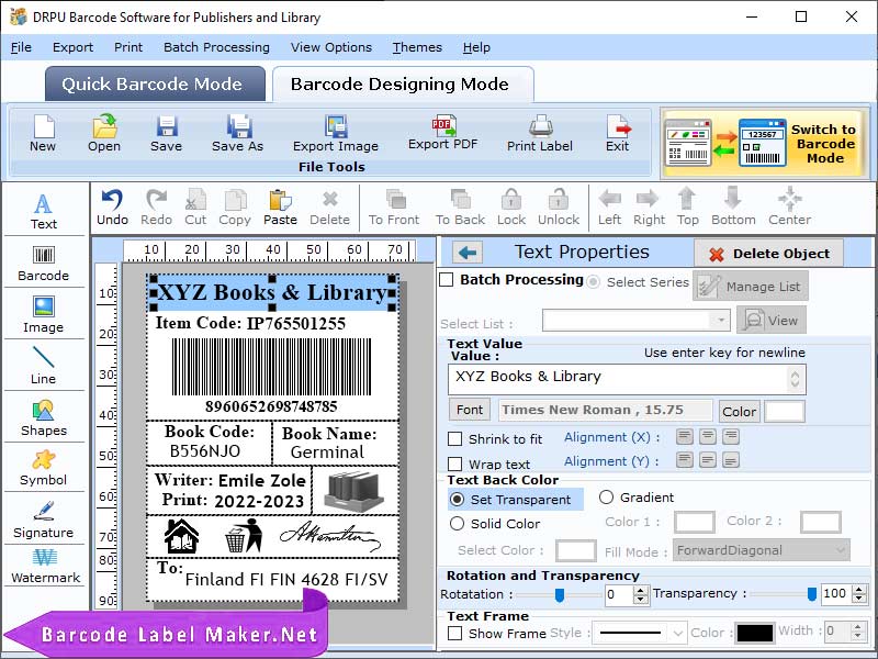 Library Barcodes Software - Cover Image