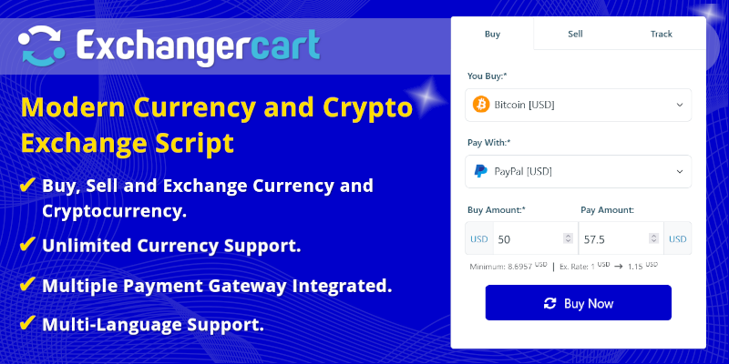 ExchangerCart - Modern Currency and Crypto Exchange Script - Cover Image