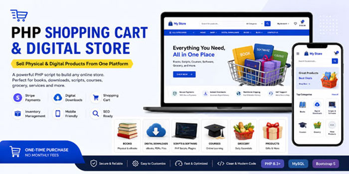 PHP Shopping Cart & Digital Store - Mini - Cover Image