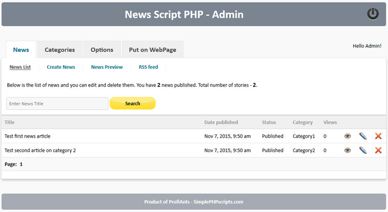 News Script PHP - Screenshot 2