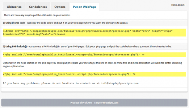 Funeral Script PHP - Screenshot 8