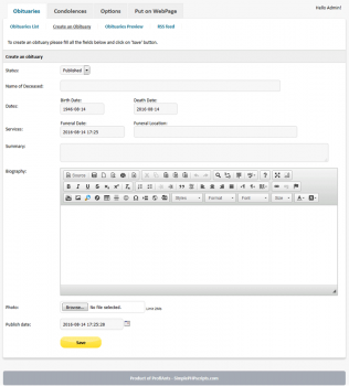 Funeral Script PHP - Screenshot 3