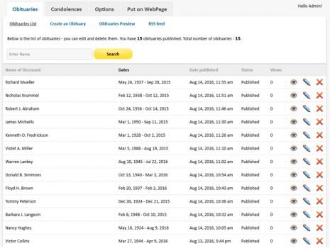 Funeral Script PHP - Screenshot 2