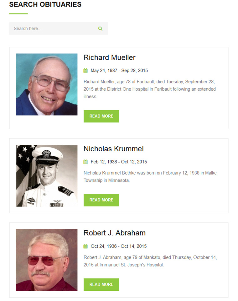 Funeral Script PHP - Screenshot 1