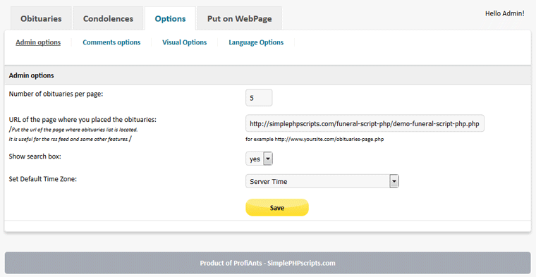 Funeral Script PHP - Screenshot 6