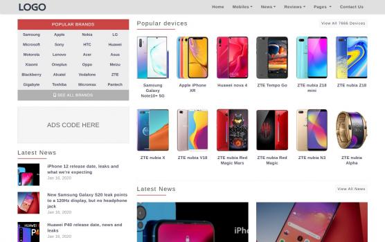 Mobile Phones Script (News, Reviews, Ratings, Specs, Compare). Phones Database included - Screenshot 1