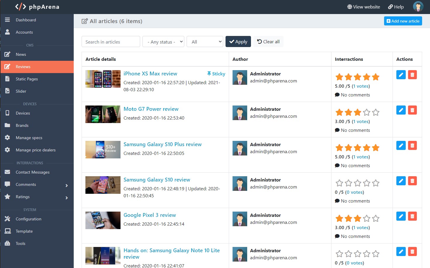Mobile Phones Script (News, Reviews, Ratings, Specs, Compare). Phones Database included - Screenshot 12