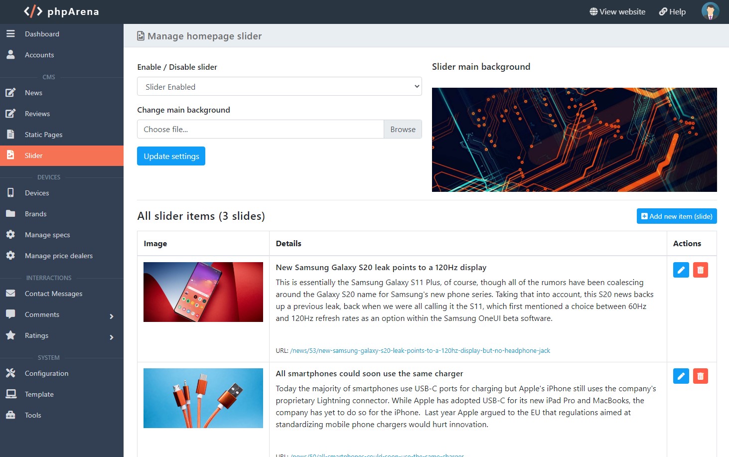 Mobile Phones Script (News, Reviews, Ratings, Specs, Compare). Phones Database included - Screenshot 13