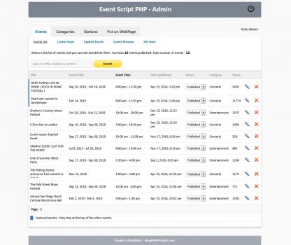 Visit Listing - Event Script PHP Event Script PHP - Screenshot 2