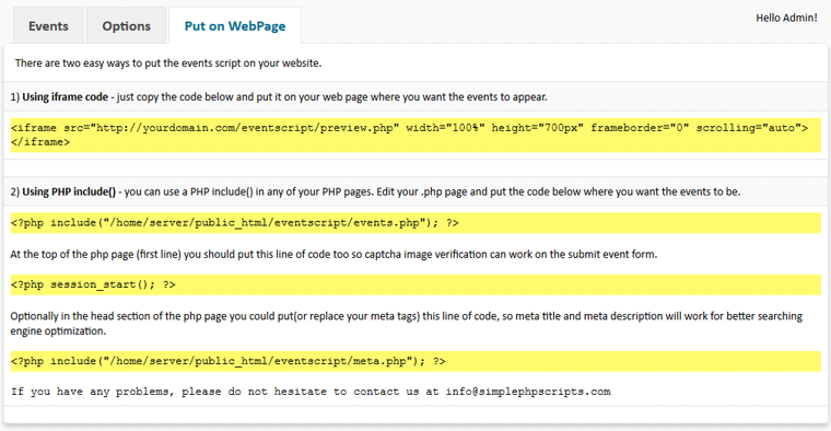 Event Script PHP - Screenshot 9