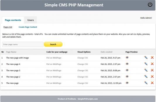 Visit Listing - Simple CMS PHP Simple CMS PHP - Screenshot 2