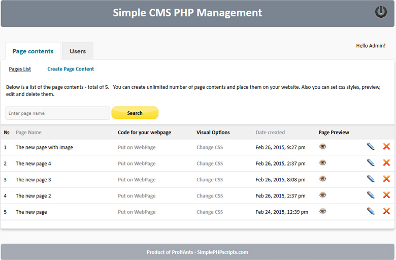 Simple CMS PHP - Screenshot 2