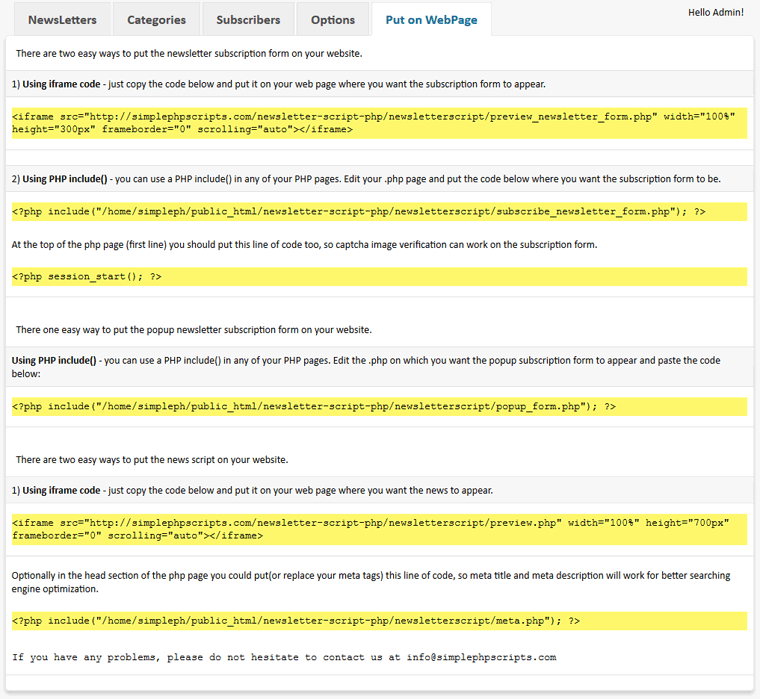 NewsLetter Script PHP - Screenshot 9