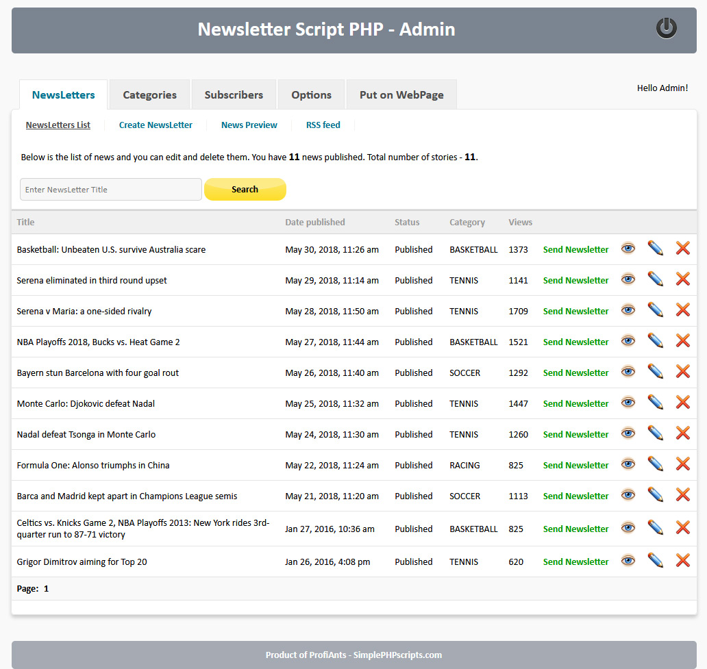 NewsLetter Script PHP - Screenshot 5