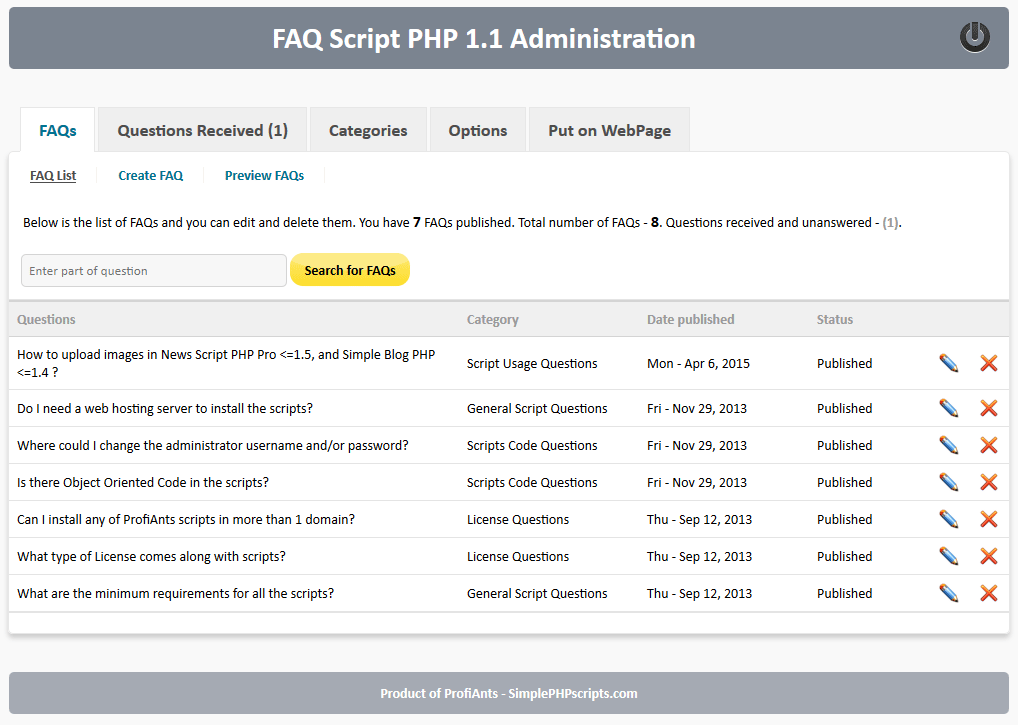 FAQ Script PHP - Screenshot 9