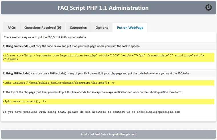 FAQ Script PHP - Screenshot 10
