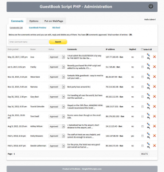 Visit Listing - GuestBook Script PHP GuestBook Script PHP - Screenshot 2