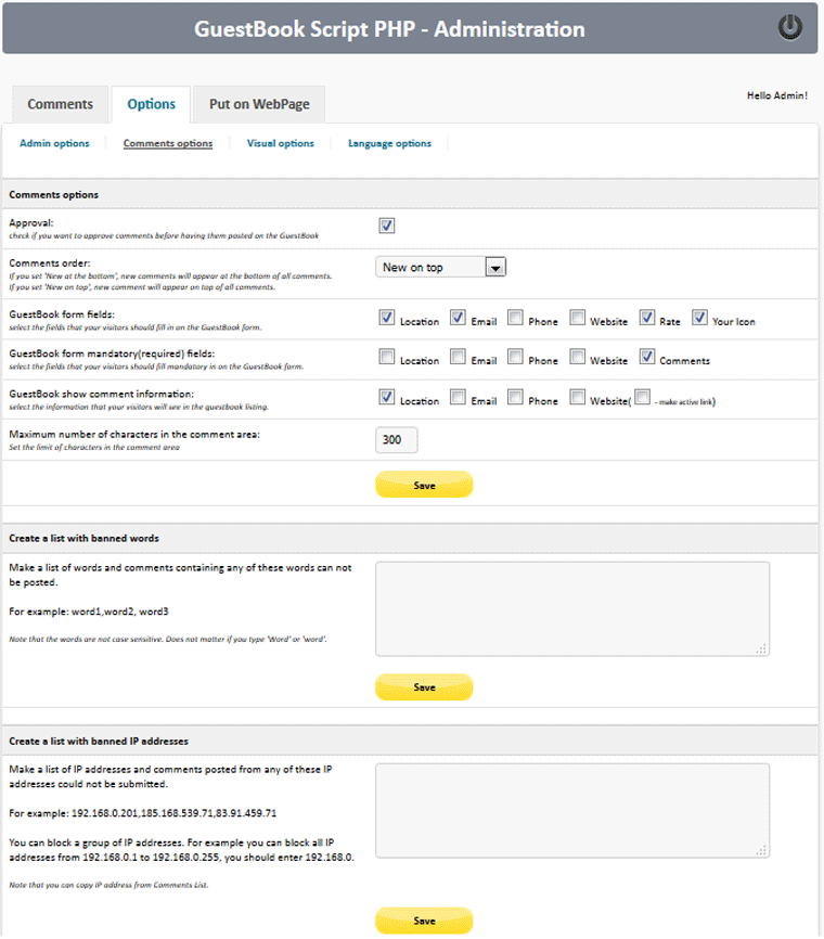 GuestBook Script PHP - Screenshot 6