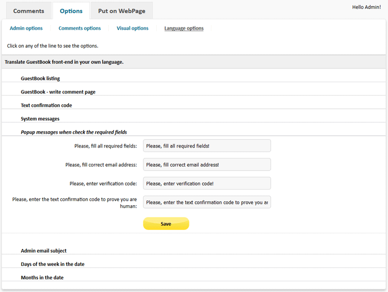 GuestBook Script PHP - Screenshot 5