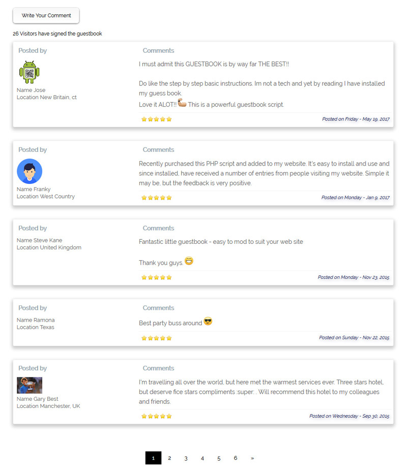 GuestBook Script PHP - Screenshot 1