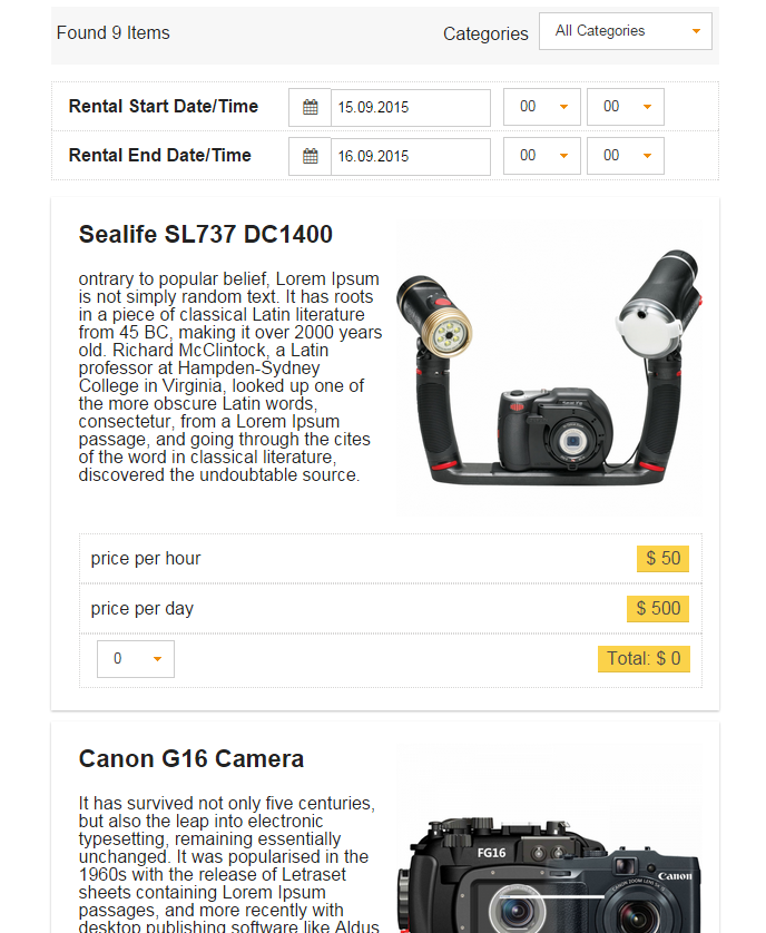 Calendar Rental Script - Screenshot 1