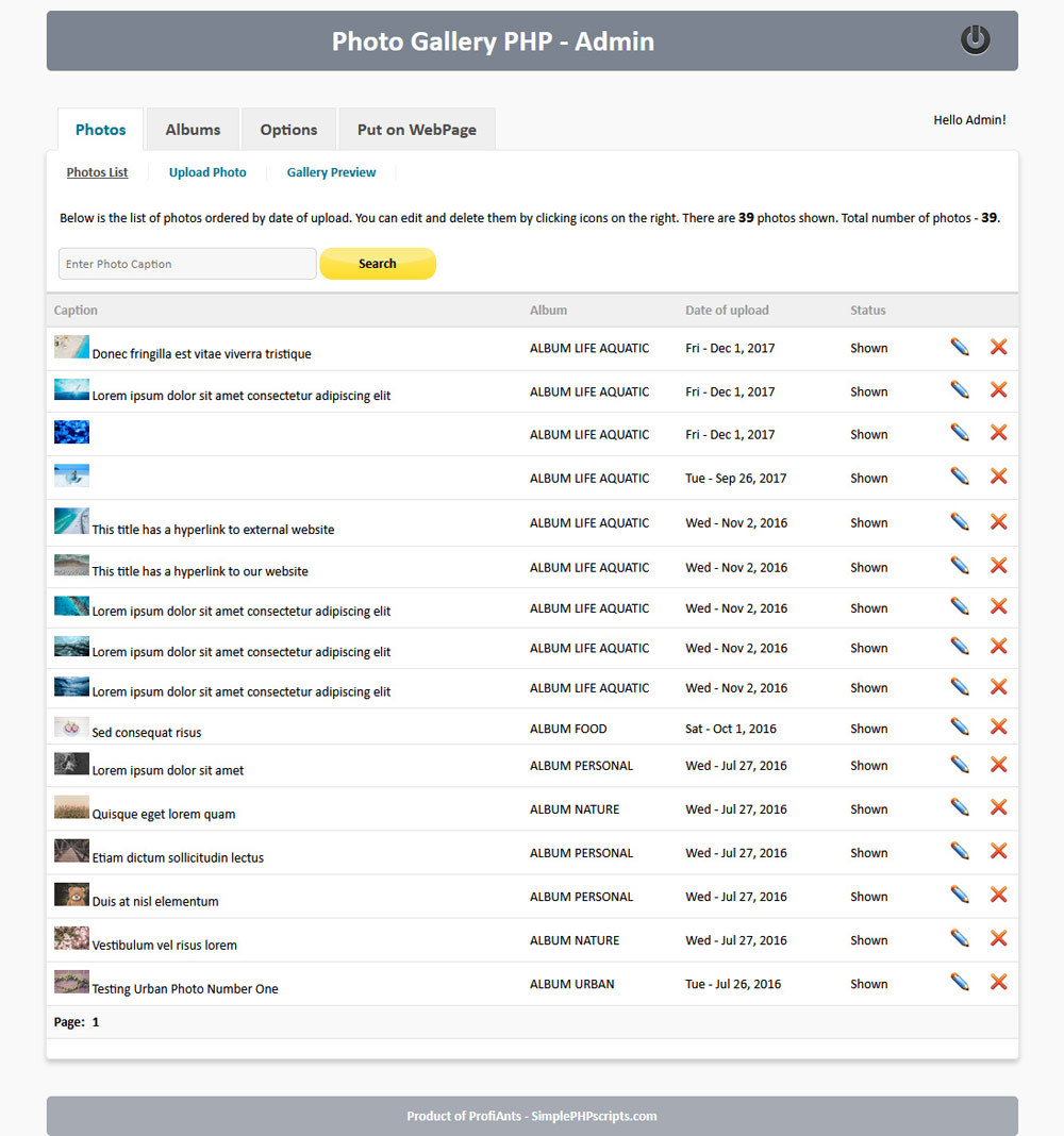 Photo Gallery PHP - Screenshot 2