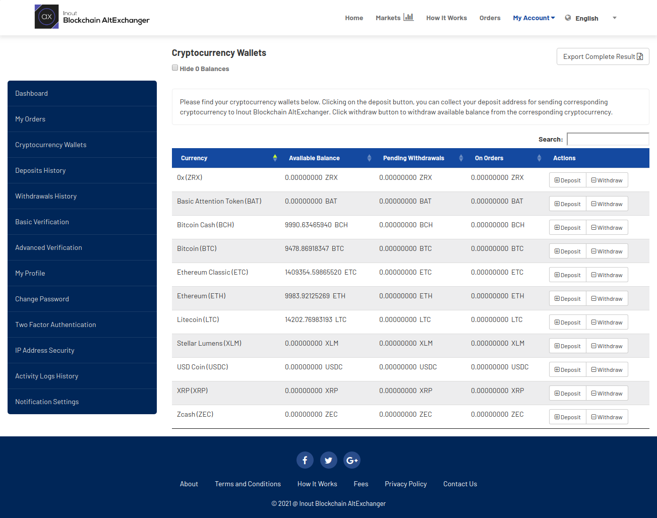 Inout Blockchain AltExchanger (Crypto to crypto trading exchange platform script) - Screenshot 6