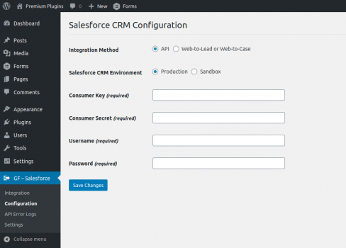Wordpress Plugin for Gravity Forms to Salesforce CRM Posting - Screenshot 1