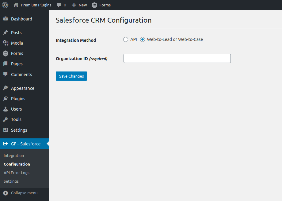 Wordpress Plugin for Gravity Forms to Salesforce CRM Posting - Screenshot 2