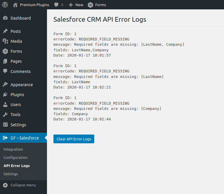 Wordpress Plugin for Gravity Forms to Salesforce CRM Posting - Screenshot 5