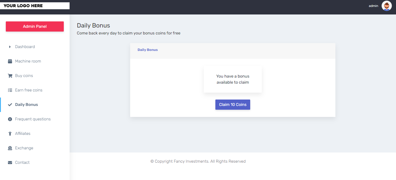 Hyip Fancy Rewards PHP Script Create your own investments game - Screenshot 10
