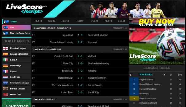 LiveScore Script BETA - Screenshot 1