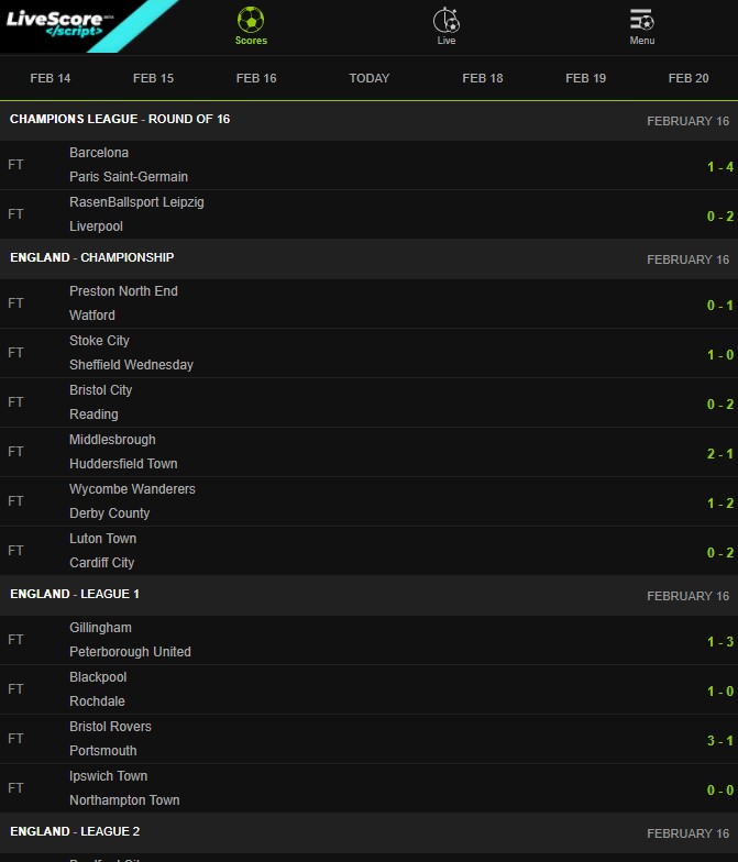 LiveScore Script BETA - Screenshot 4