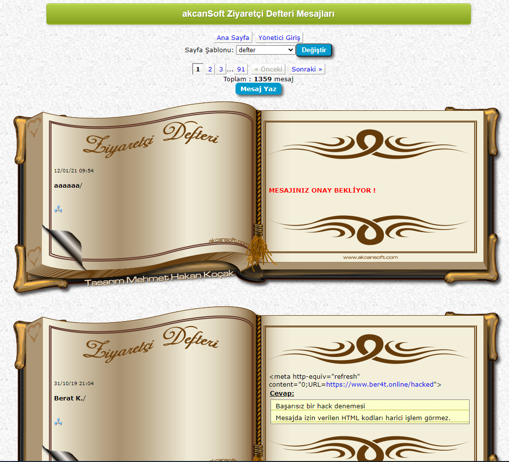 akcanSoft GuestBook PHP Script - Screenshot 1