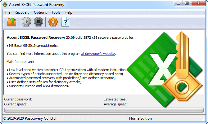 Accent EXCEL Password Recovery - Screenshot 1