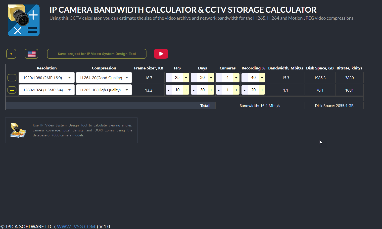 CCTV Storage Calculator - Screenshot 1