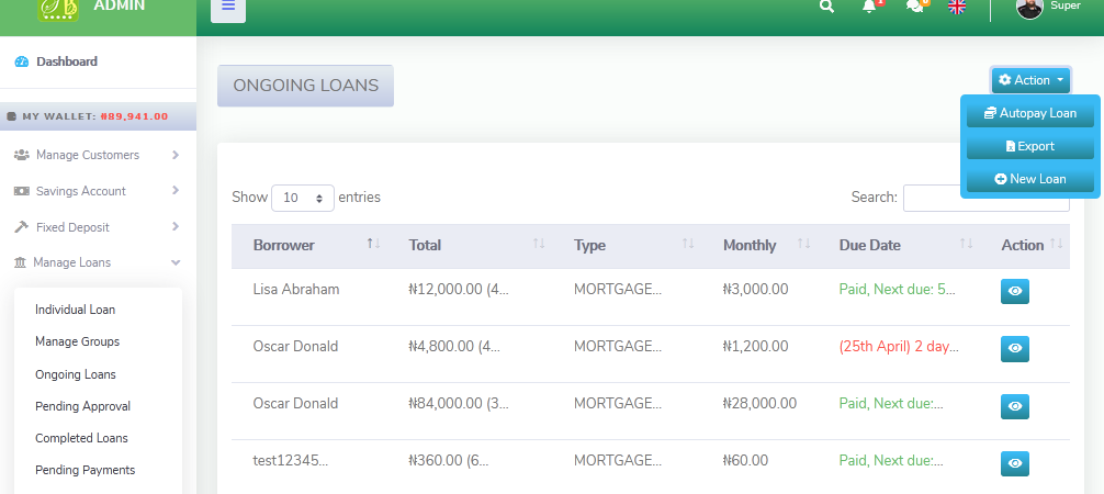 Online Savings and Loan Banking System - Screenshot 5