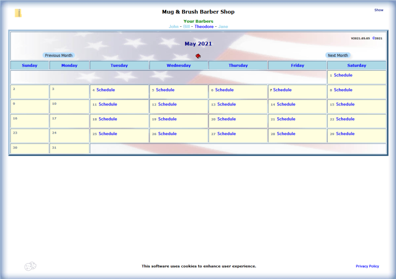 WebCal - Barber Appointment - Screenshot 1