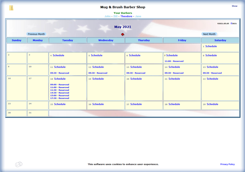 WebCal - Barber Appointment - Screenshot 2
