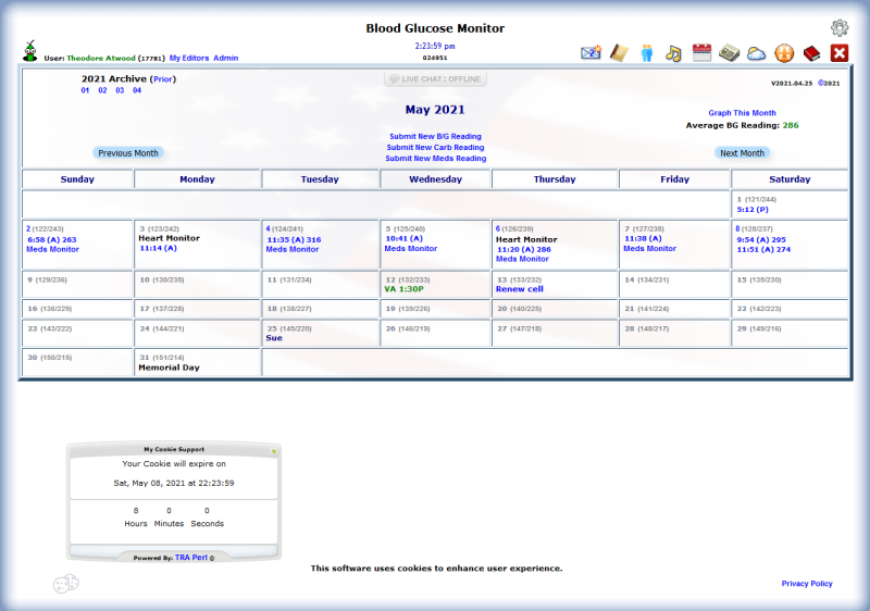 WebCal - Diabetes Monitor - Screenshot 3
