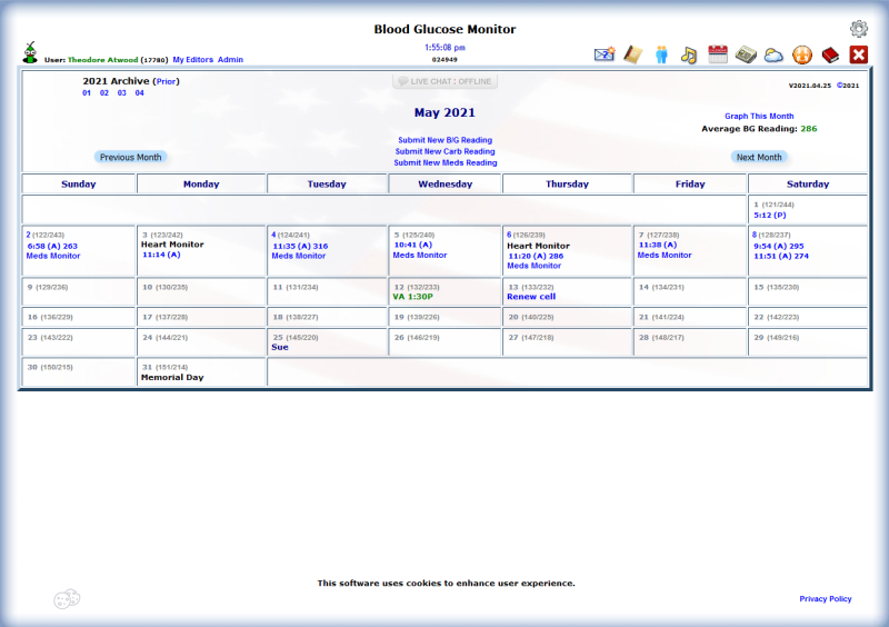 WebCal - Diabetes Monitor - Screenshot 2