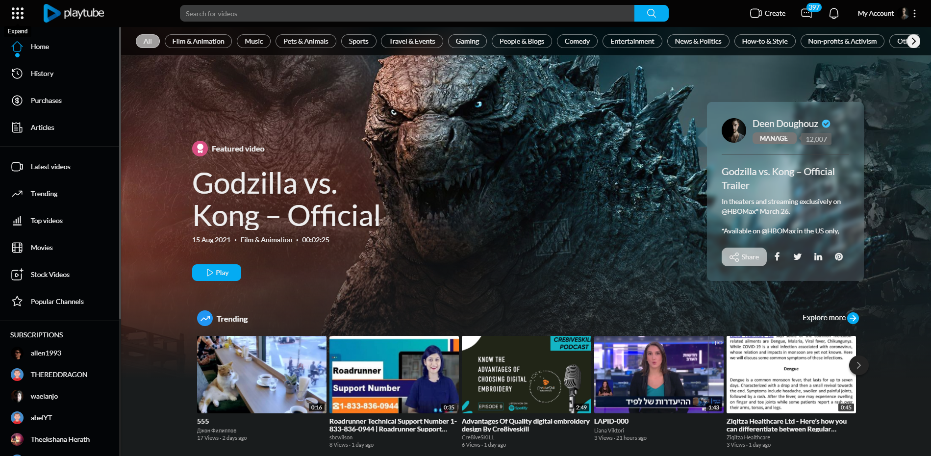 PlayTube - The Ultimate PHP Video CMS & Video Sharing Platform - Screenshot 1