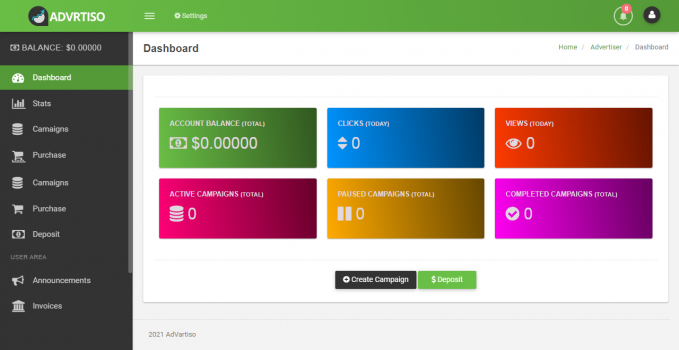 AdVartiso - Advanced Advertising Network PHP - Screenshot 3