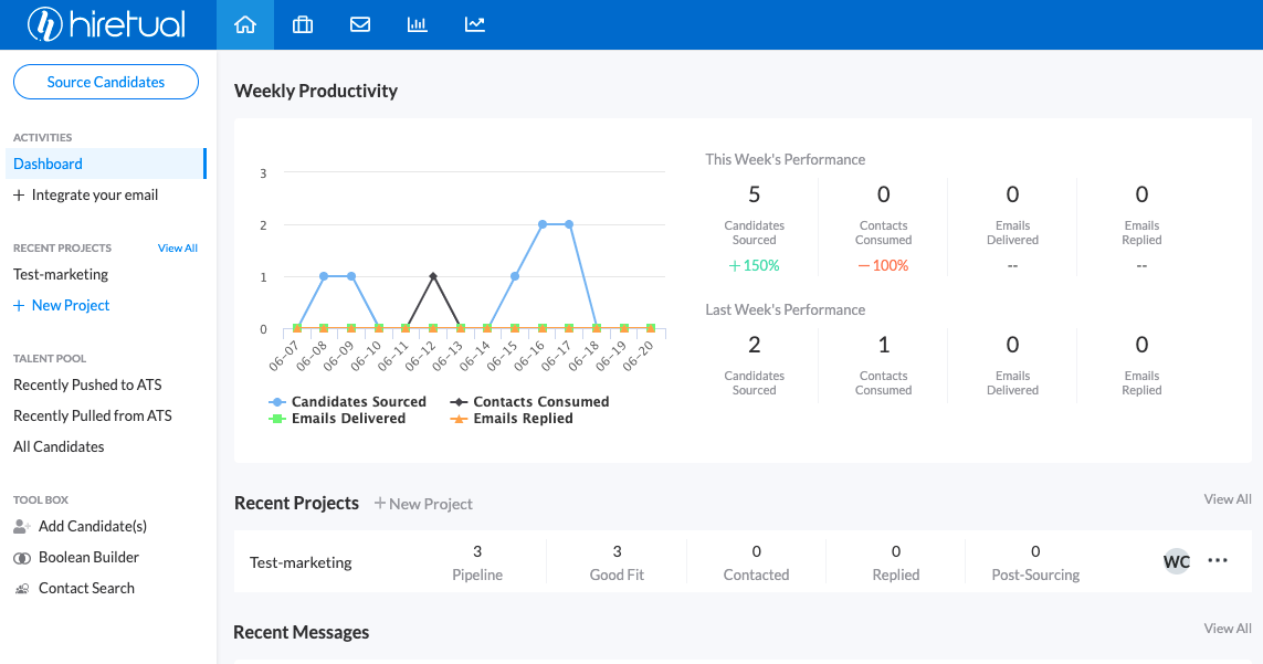 Hiretual - Candidate Search Tool - Screenshot 1