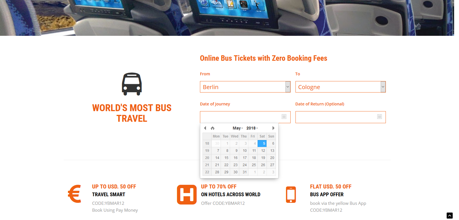 Bus Ticket Booking - Screenshot 1